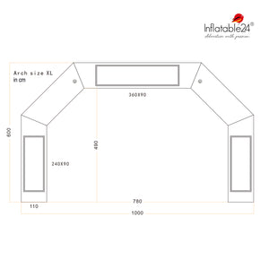 Inflatable Archway - XhibArch (double layer, airtight): stock color prepared for banner Inflatable24.com by Inflatable24.com