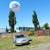 Balloon suspended by a tripod 5 meters in the air