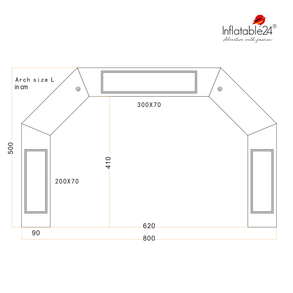 Inflatable Archway – ProArch: stock color prepared for banner Inflatable24.com by Inflatable24.com